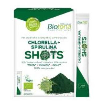 Chlorella+Espirulina Raw 20Shots. Bio Sg Vegan